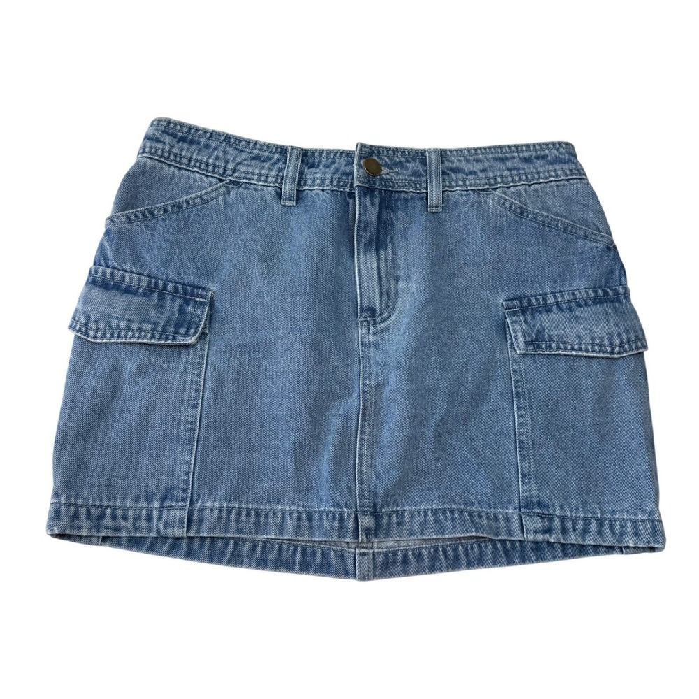 Billabong‎ Womens Medium Wash Denim Cargo Mini Skirt Size 10 Medium